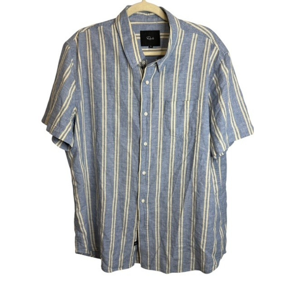 Rails Shirt Men's XL Wilder Hemp Blend Wilder Stripes Lightweight Blue White